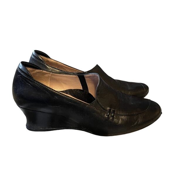 BeautiFeel 6.5 Leather Wedge Heels COMFORT Ortho Slip On Shoes Black 37 - Picture 1 of 8
